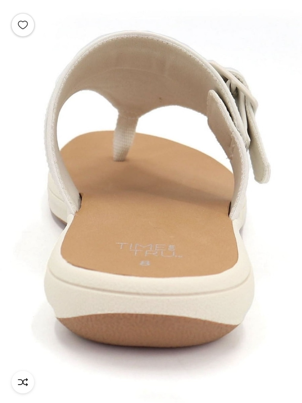 Time and Tru White Buckle Thong Sandals with Tan Footbed - Picture 5 of 7